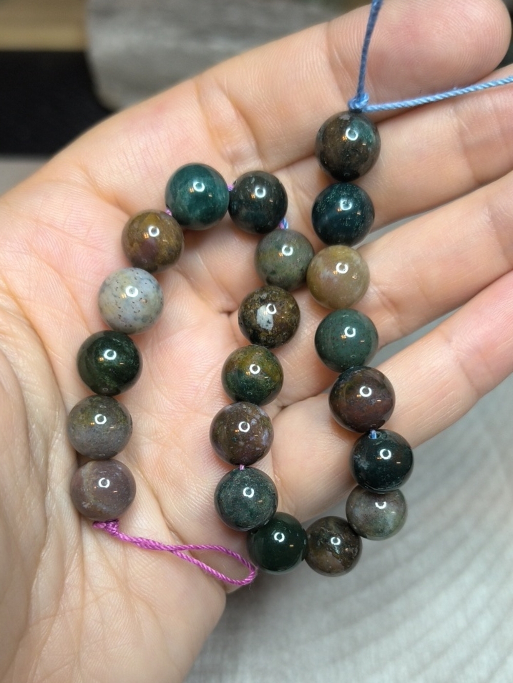 #1-10mm Indian Agate Gemstone Beads - 8 Inch Strand